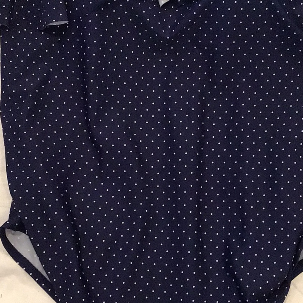Motherhood Navy Polka Dot One-Shoulder Maternity Swimsuit - Picture 2 of 4